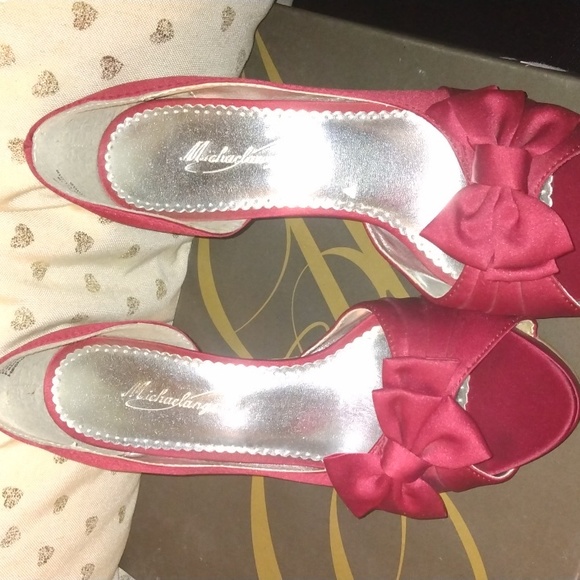 Michaelangelo women's red satin fabric heels sz 8.5 - Picture 12 of 17